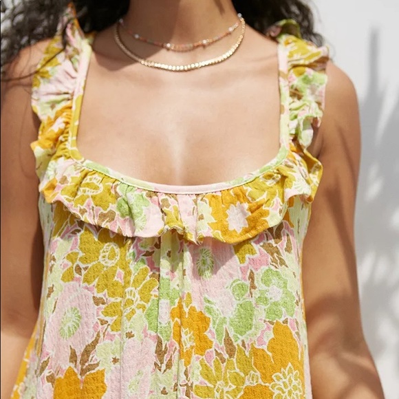 UO Ruffled Floral Mini Sundress - Picture 2 of 4